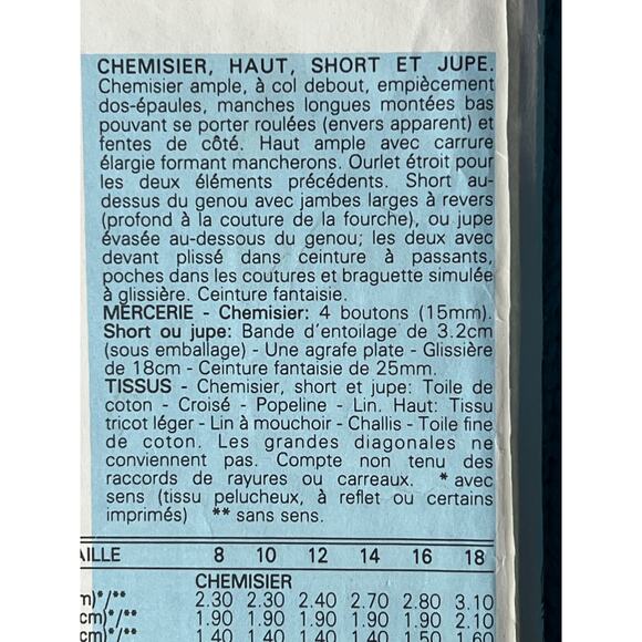 Butterick Sewing pattern 6554 top skirt shorts shacket size 8 - Picture 6 of 6